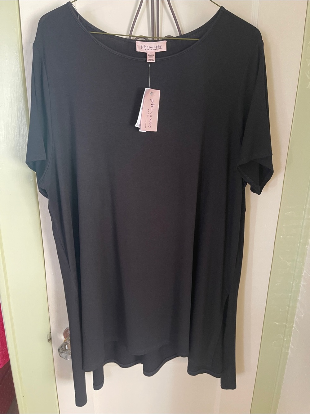Philosophy Black Short Sleeve Tunic Tee
